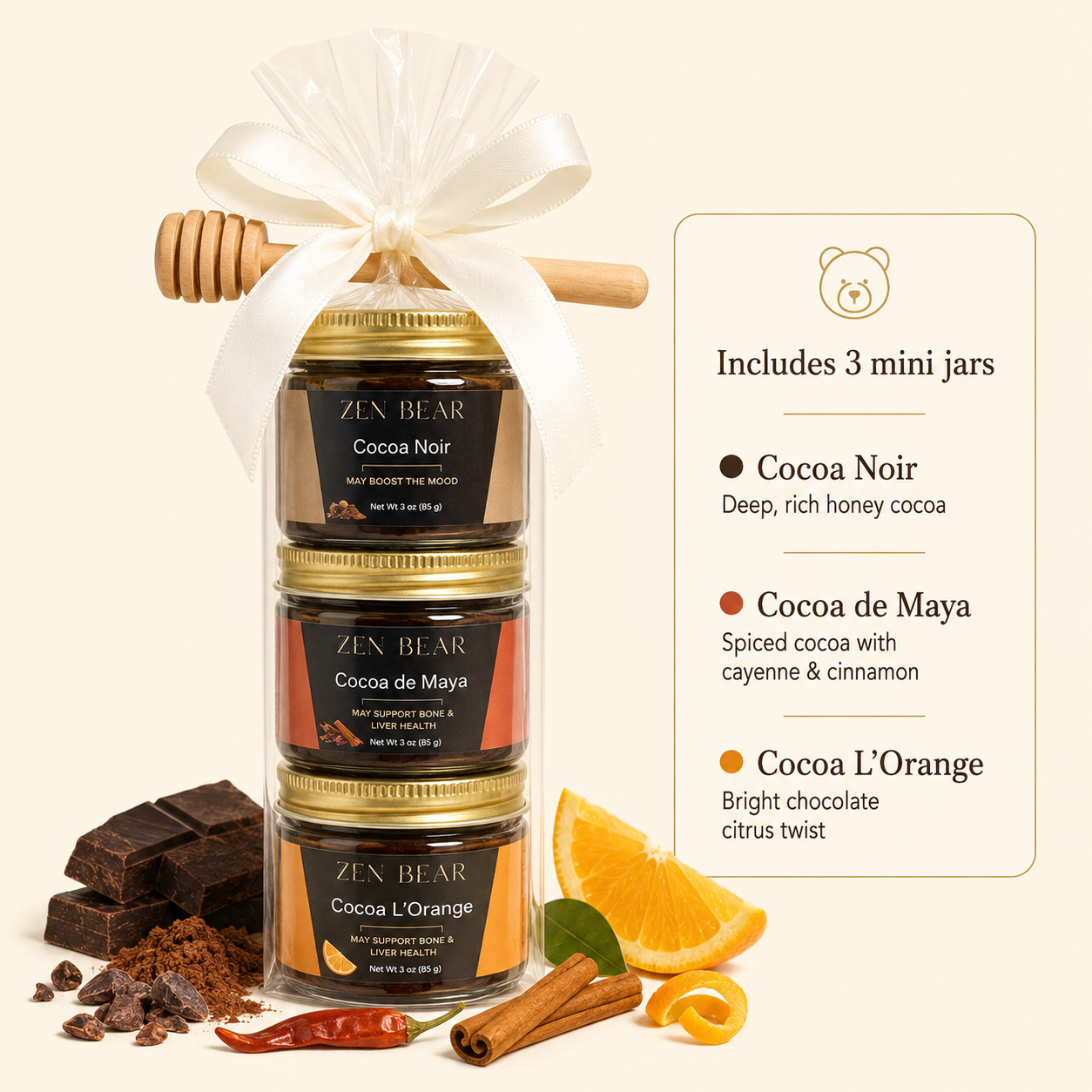 3-Flavor Honey Tea Mini Assortment – Organic Wellness Gift Set