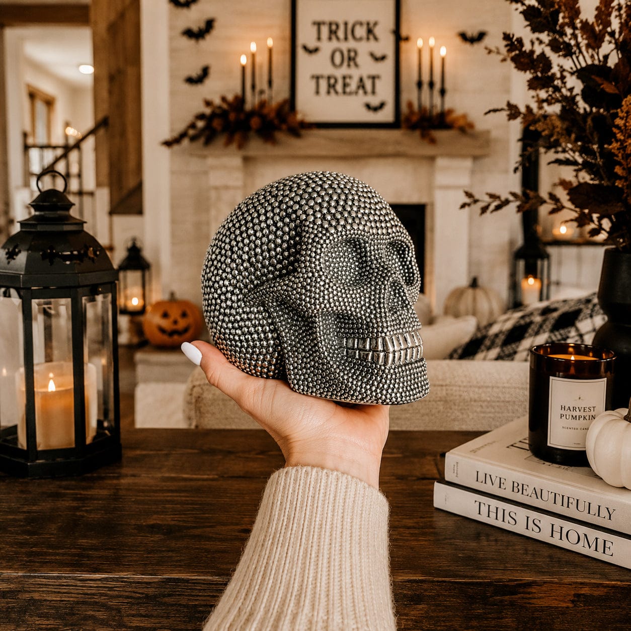 Gia Roma Halloween Resin Skull Gold