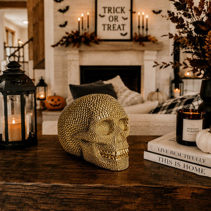 Gia Roma Halloween Resin Skull Gold