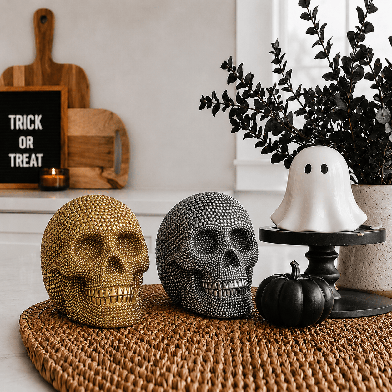 Gia Roma Halloween Resin Skull Gold