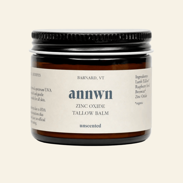 Annwn Sunscreen 2 oz Zinc Oxide Lamb Tallow Balm – Mineral Barrier Balm – Unscented