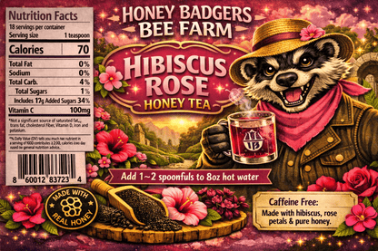 Honey Badgers Bee Farm All natural Tea Hibiscus &amp; Rose Honey