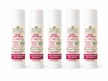 Whole Rituals Lip Balms 5 Pack - 10% OFF (Best Value) Rose Tint Balm – Lip + Cheek Color with Organic Ingredients