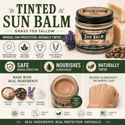 Roots and Leaves, LLC Sun Balm - Tinted Tallow Lavender Sunscreen