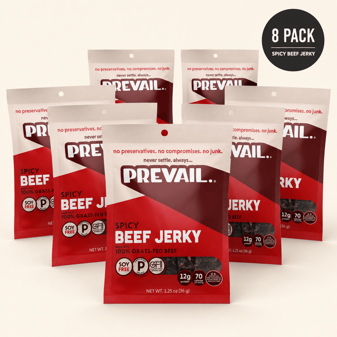 Prevail Spicy Beef Jerky – 8-Pack