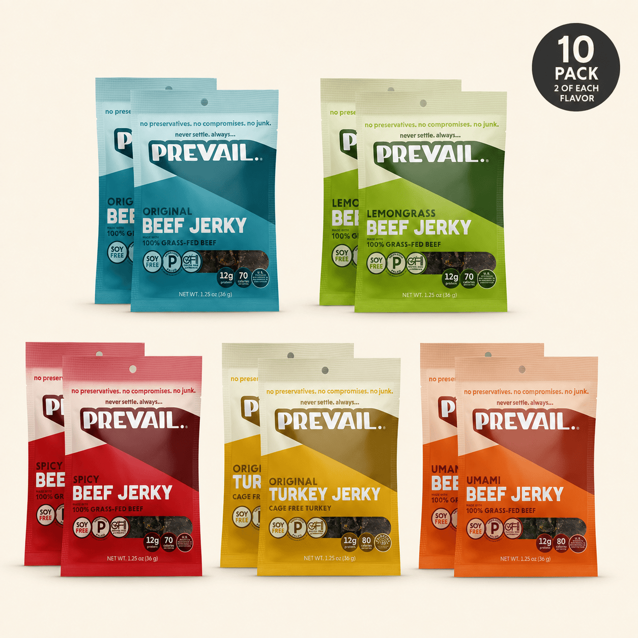 Prevail Beef Jerky Variety Pack – 10 Bags