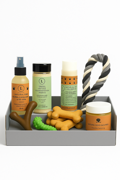 Pet Pampering Gift Box -All-Natural Pet Wellness Kit – Soothing Balms &amp; Herbal Coat Powder - My American Goods