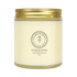 A 4oz jar candle from Clara & Frizz Tallow Shop, Unscented Tallow Balm. The candle is in a clear glass jar filled with creamy off-white wax, featuring a metallic gold screw-on lid and a black printed logo on the front.