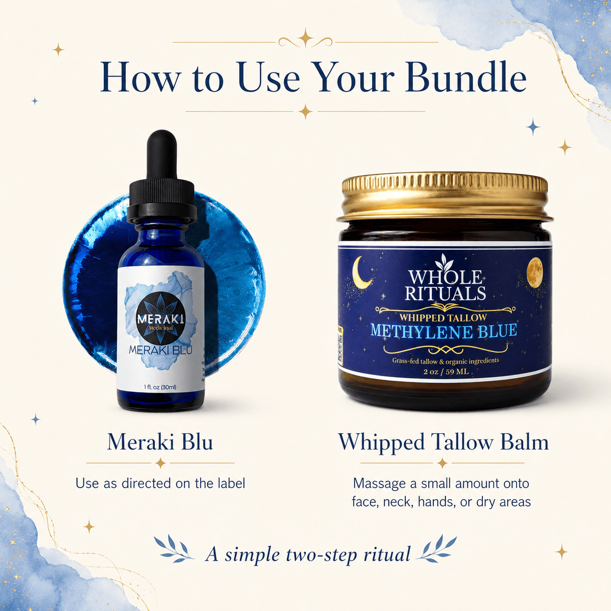 My American Goods Supplements Methylene Blue Ritual Bundle | Tallow Balm + Meraki Blu Drops