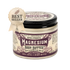 Jar of magnesium body butter with purple label on a white background