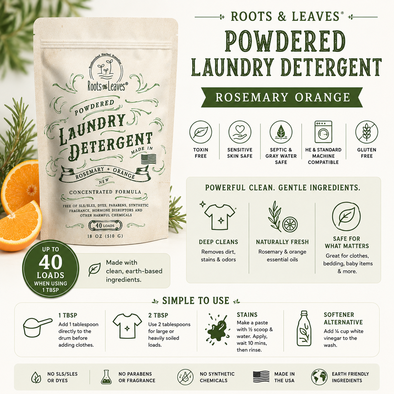 Powdered Laundry Detergent - Rosemary Orange
