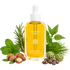 Honeybee Hippie sacred shine hair oil bottle with natural ingredients on a white background