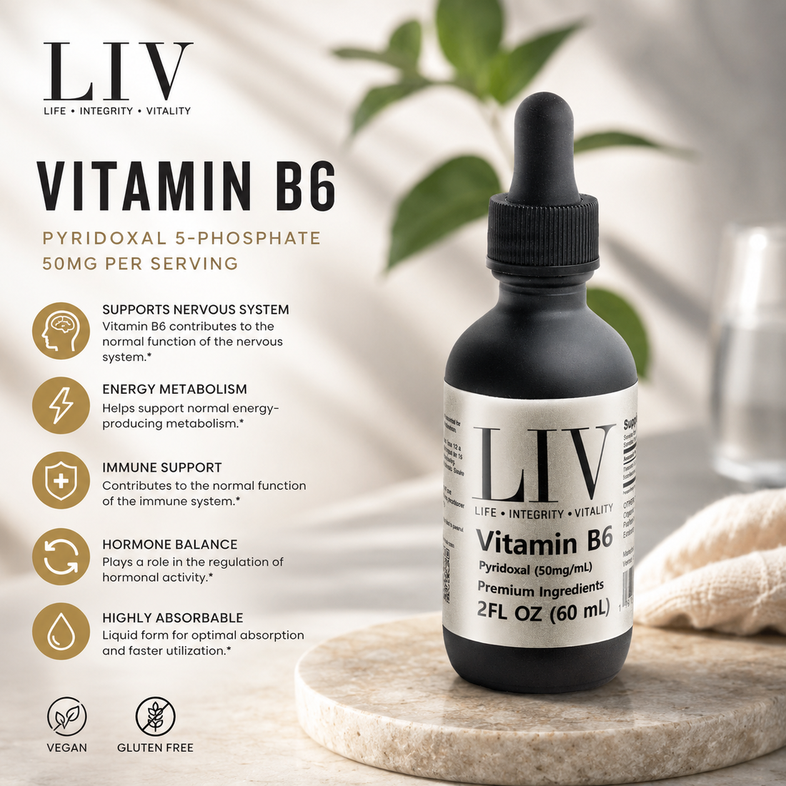 Vitamin B6 Pyridoxal Liquid (5-Phosphate 50mg, 60 servings)