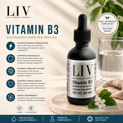 Vitamin B3 Niacin Liquid (Niacinamide 80mg, 60 servings)
