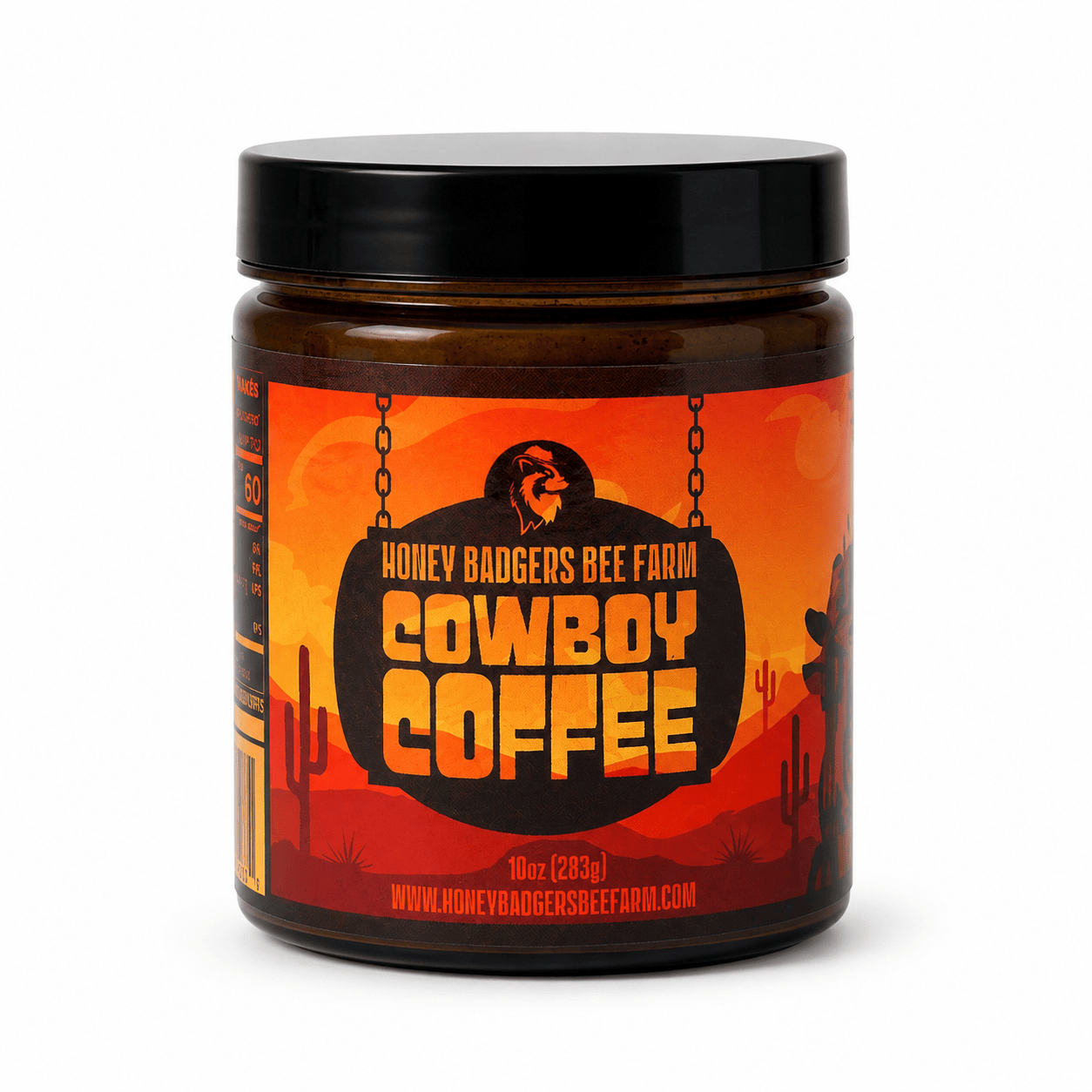 Honey Badgers Bee Farm All Natural Coffee Cowboy Coffee - Instant Honey Coffee - All-in-one - Just add to hot water