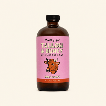 Health y Sol Body Wash Rose Clove Tallow &amp; Honey Liquid Soap – 16 oz