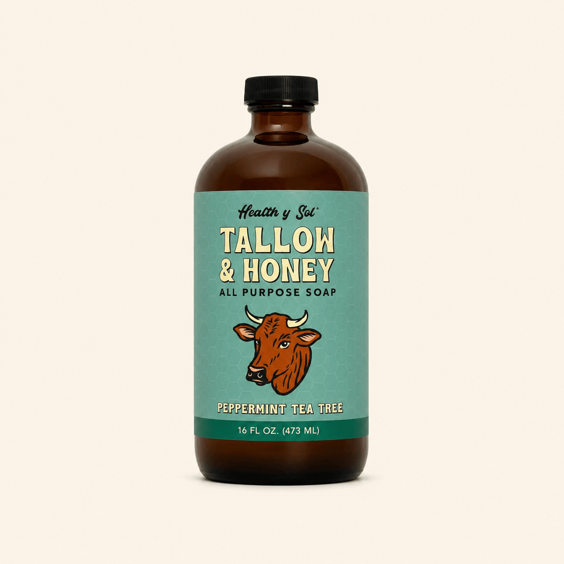 Health y Sol Body Wash Peppermint Tea Tree Tallow &amp; Honey Liquid Soap – 16 oz