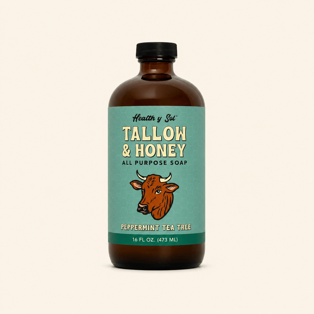 Health y Sol Body Wash Peppermint Tea Tree Tallow &amp; Honey Liquid Soap – 16 oz
