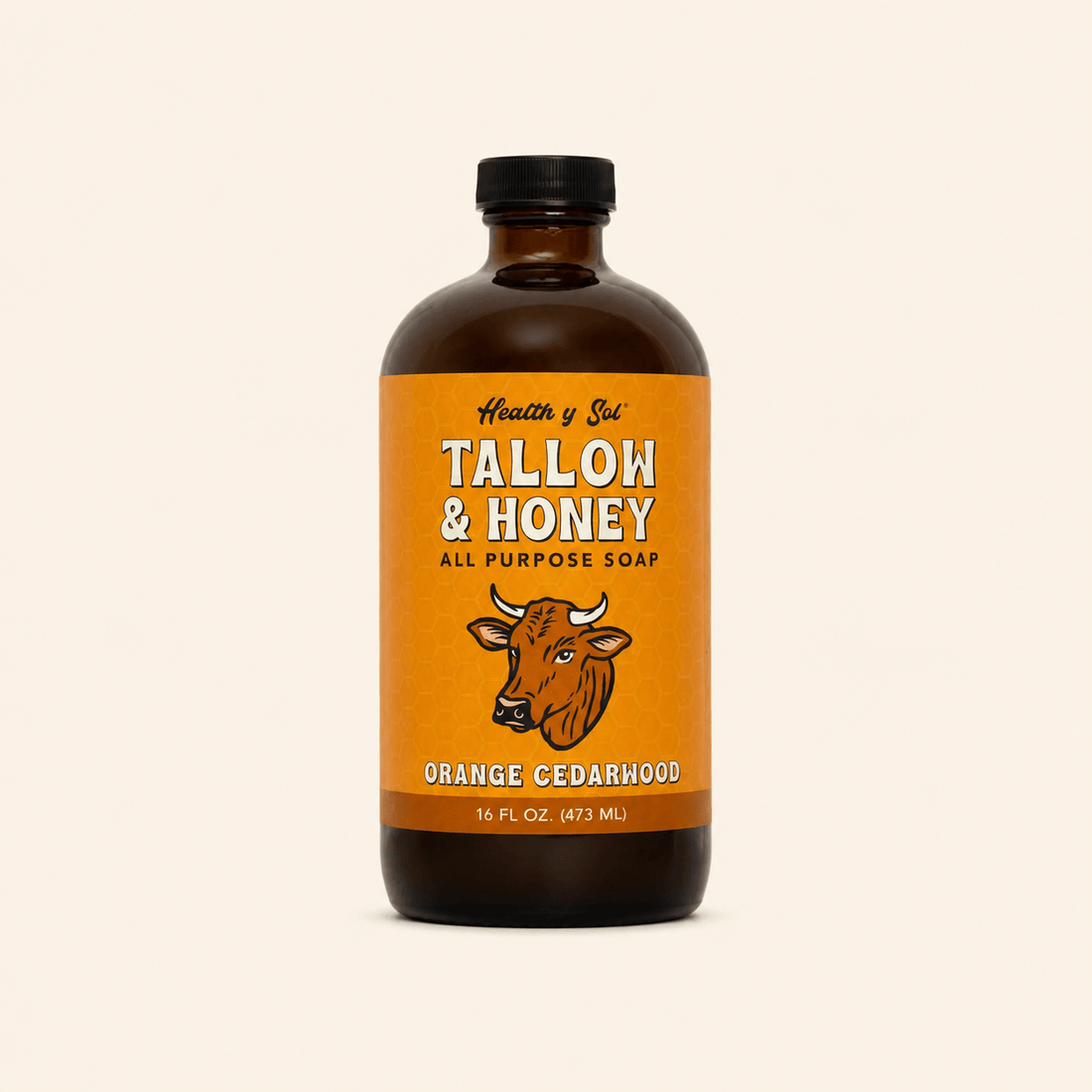 Health y Sol Body Wash Orange Cedarwood Tallow &amp; Honey Liquid Soap – 16 oz