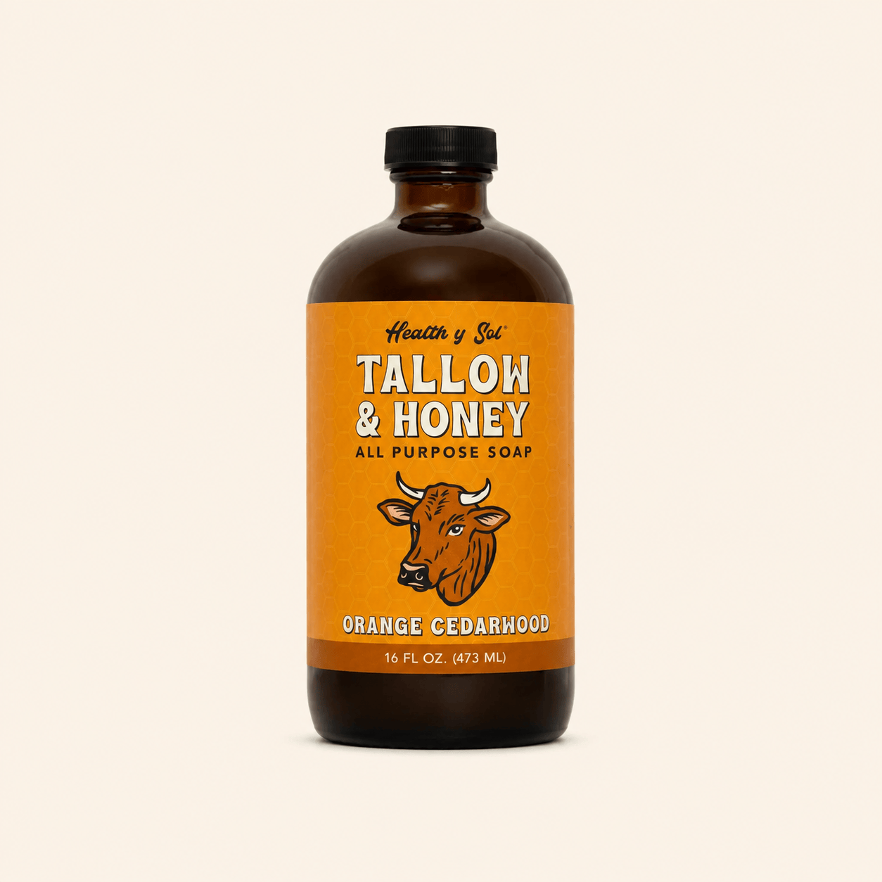 Health y Sol Body Wash Orange Cedarwood Tallow &amp; Honey Liquid Soap – 16 oz