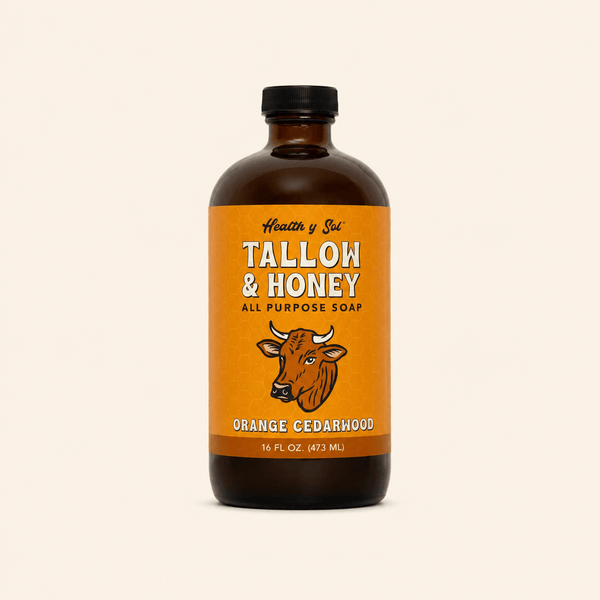 Health y Sol Body Wash Orange Cedarwood Tallow & Honey Liquid Soap – 16 oz