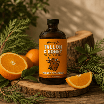 Health y Sol Body Wash Orange Cedarwood Tallow &amp; Honey Liquid Soap – 16 oz