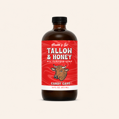 Health y Sol Body Wash Candy Cane Tallow &amp; Honey Liquid Soap – 16 oz