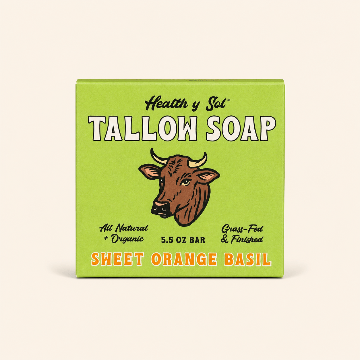 Health y Sol Bar Soap Single Bar Sweet Orange Basil Grass-Fed Tallow Bar Soap 5.5 oz
