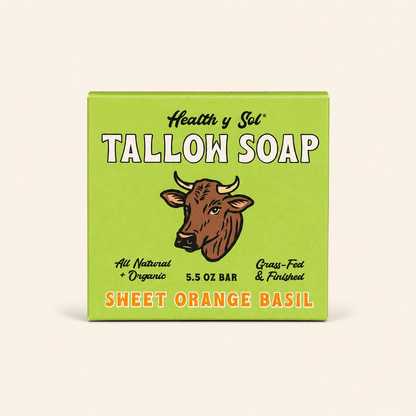 Health y Sol Bar Soap Single Bar Sweet Orange Basil Grass-Fed Tallow Bar Soap 5.5 oz