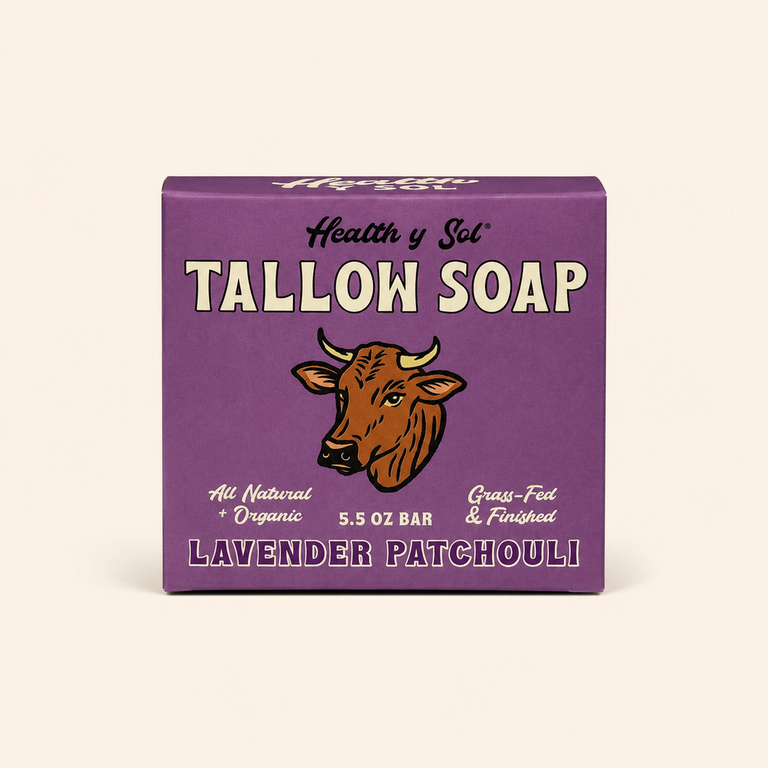 Health y Sol Bar Soap Single Bar Lavender Patchouli Grass-Fed Tallow Bar Soap 5.5 oz