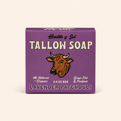 Health y Sol Bar Soap Single Bar Lavender Patchouli Grass-Fed Tallow Bar Soap 5.5 oz