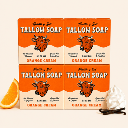 Health y Sol Bar Soap Four Pack Orange Cream Grass-Fed Tallow Bar Soap 5.5 oz