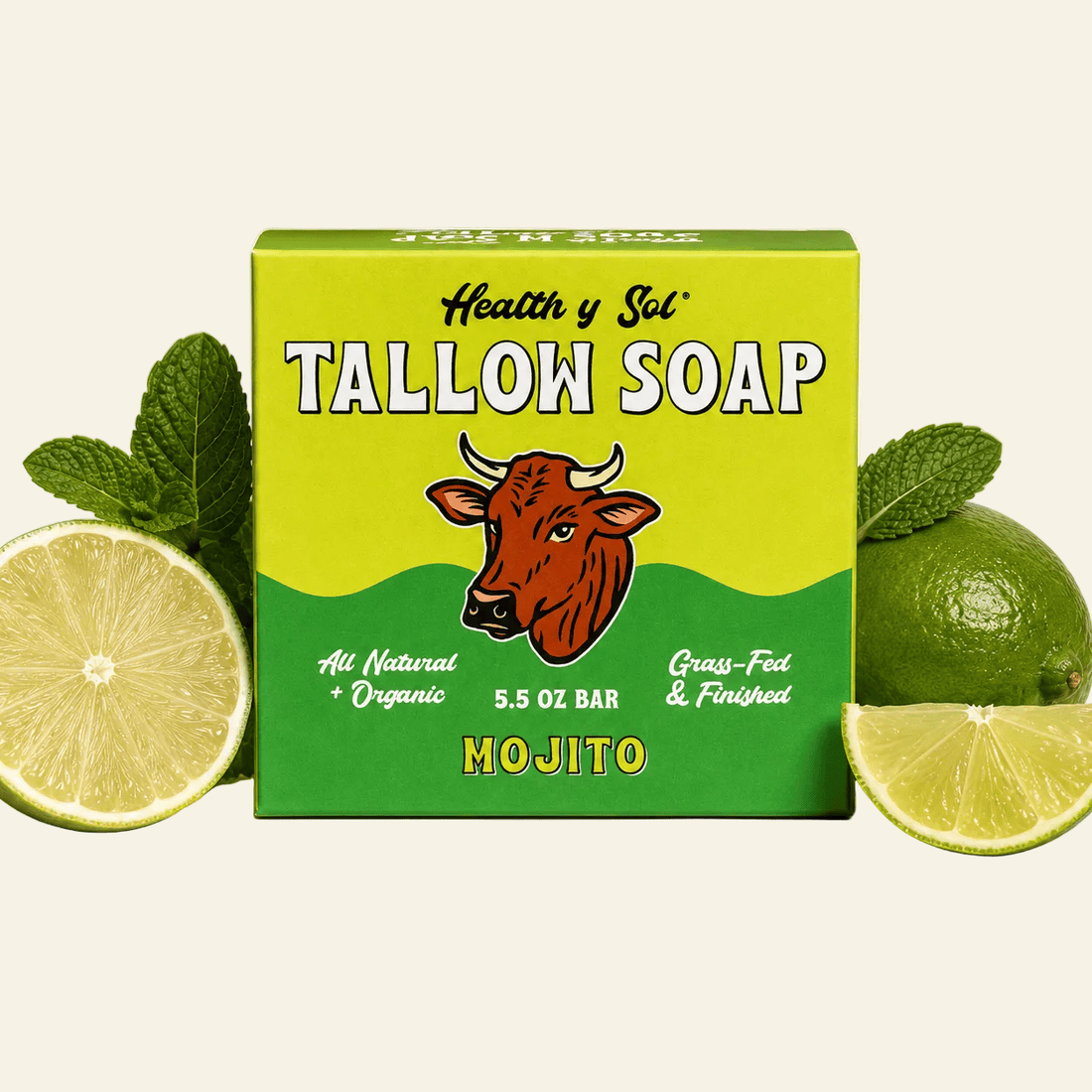 Health y Sol Bar Soap Single Bar Mojito Grass-Fed Tallow Bar Soap 5.5 oz