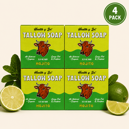 Health y Sol Bar Soap Four Pack Mojito Grass-Fed Tallow Bar Soap 5.5 oz