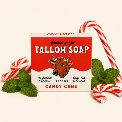 Health y Sol Bar Soap Single Bar Candy Cane Grass-Fed Tallow Bar Soap 5.5 oz