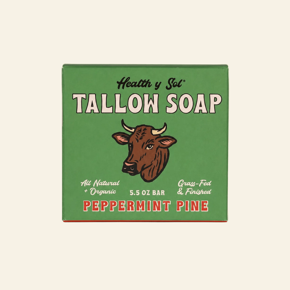 Health y Sol Bar Soap Single Bar Peppermint Pine Grass-Fed Tallow Bar Soap 5.5 oz