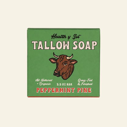 Health y Sol Bar Soap Single Bar Peppermint Pine Grass-Fed Tallow Bar Soap 5.5 oz