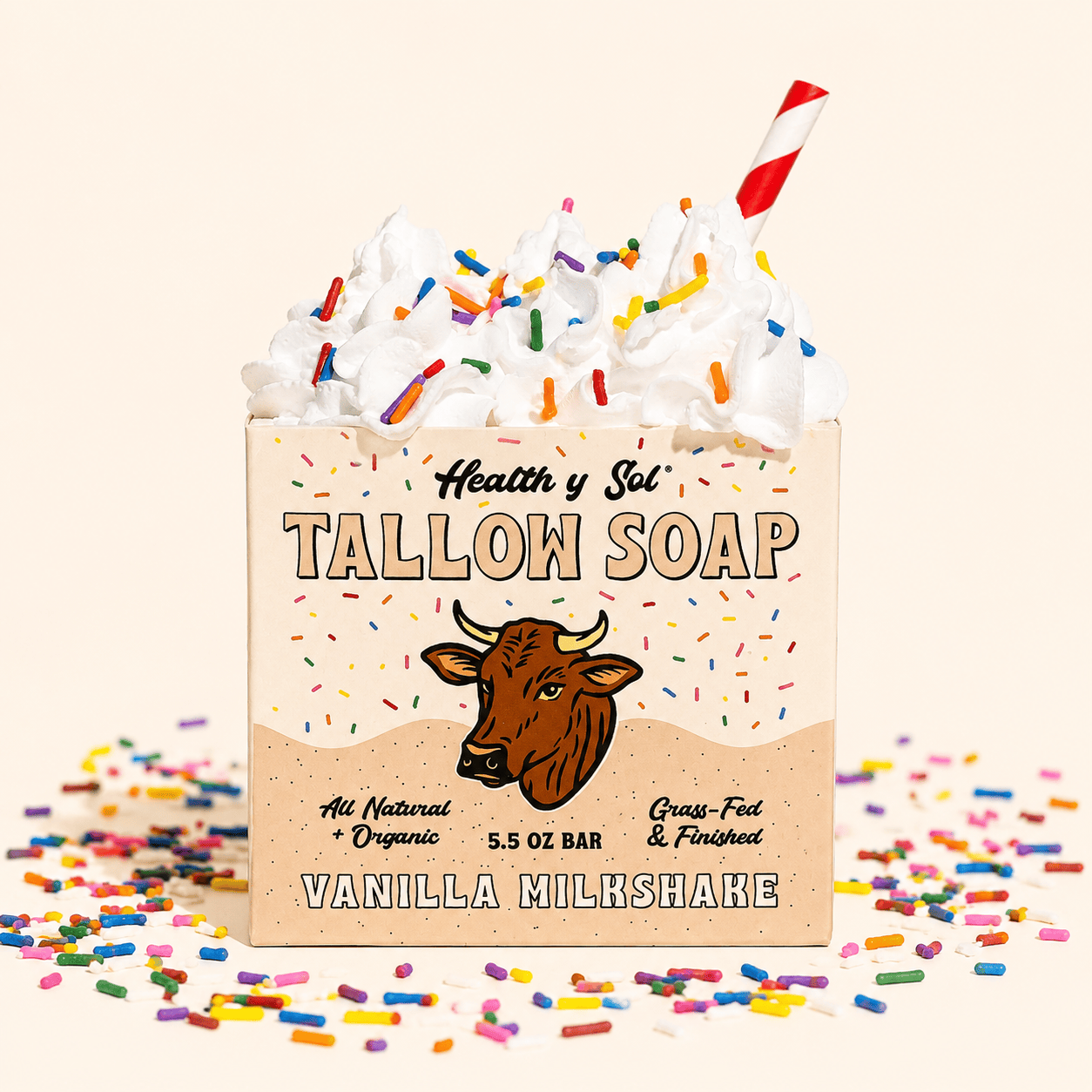 Health y Sol Bar Soap Single Bar Vanilla Milkshake Grass-Fed Tallow Bar Soap 5.5 oz