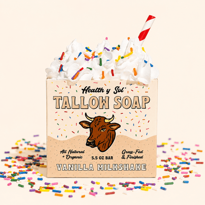 Health y Sol Bar Soap Single Bar Vanilla Milkshake Grass-Fed Tallow Bar Soap 5.5 oz