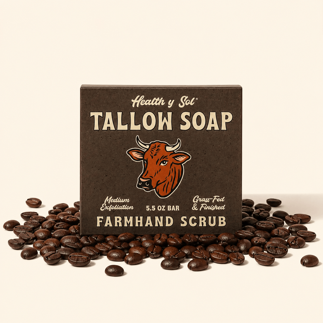 Health y Sol Bar Soap Single Bar Farmhand Scrub Exfoliating Grass-Fed Tallow Bar Soap 5.5 oz