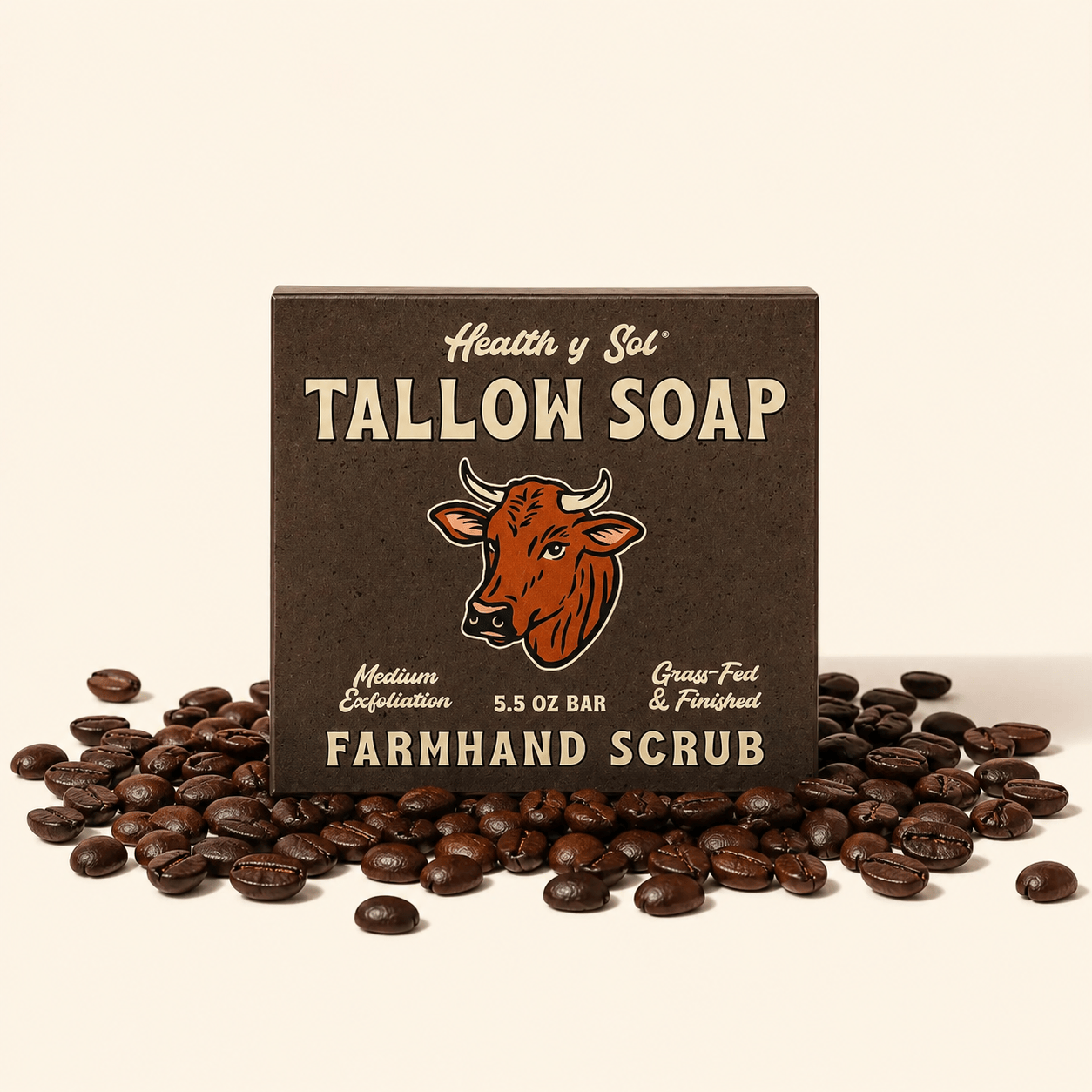 Health y Sol Bar Soap Single Bar Farmhand Scrub Exfoliating Grass-Fed Tallow Bar Soap 5.5 oz