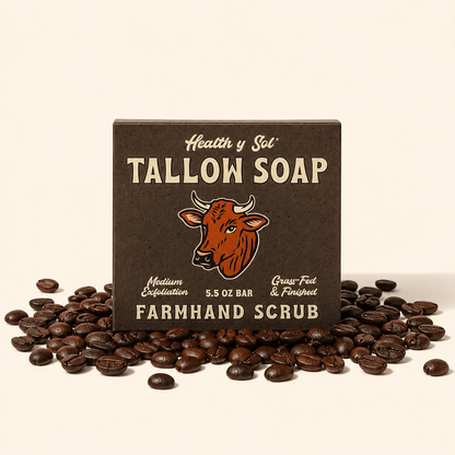 Health y Sol Bar Soap Single Bar Farmhand Scrub Exfoliating Grass-Fed Tallow Bar Soap 5.5 oz