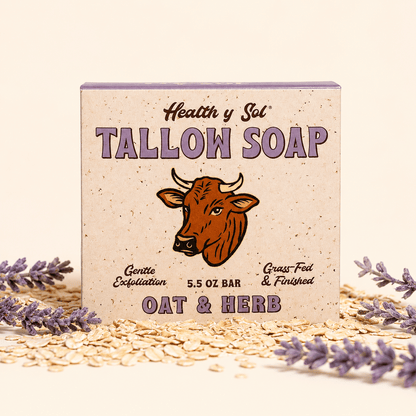 Health y Sol Bar Soap Single Bar Oat &amp; Herb Exfoliating Grass-Fed Tallow Bar Soap 5.5 oz