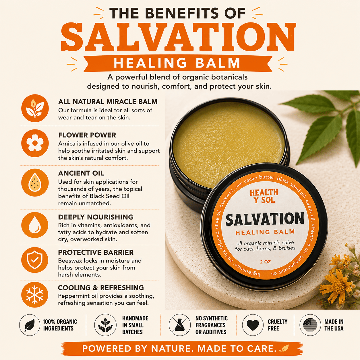 Health y Sol Body Balm Salvation Botanical Balm – 2 oz