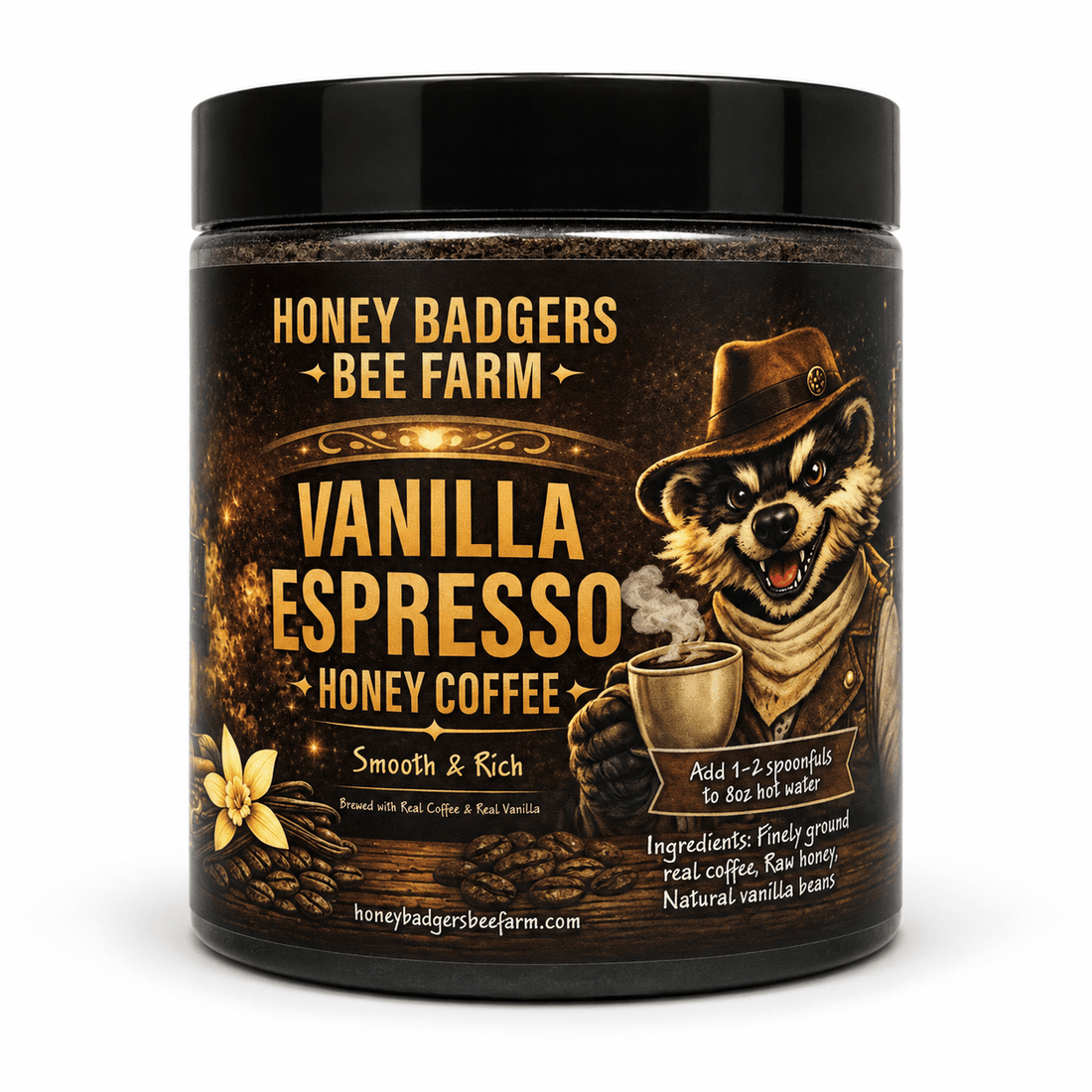 Honey Badgers Bee Farm All Natural Coffee Vanilla Espresso Coffee