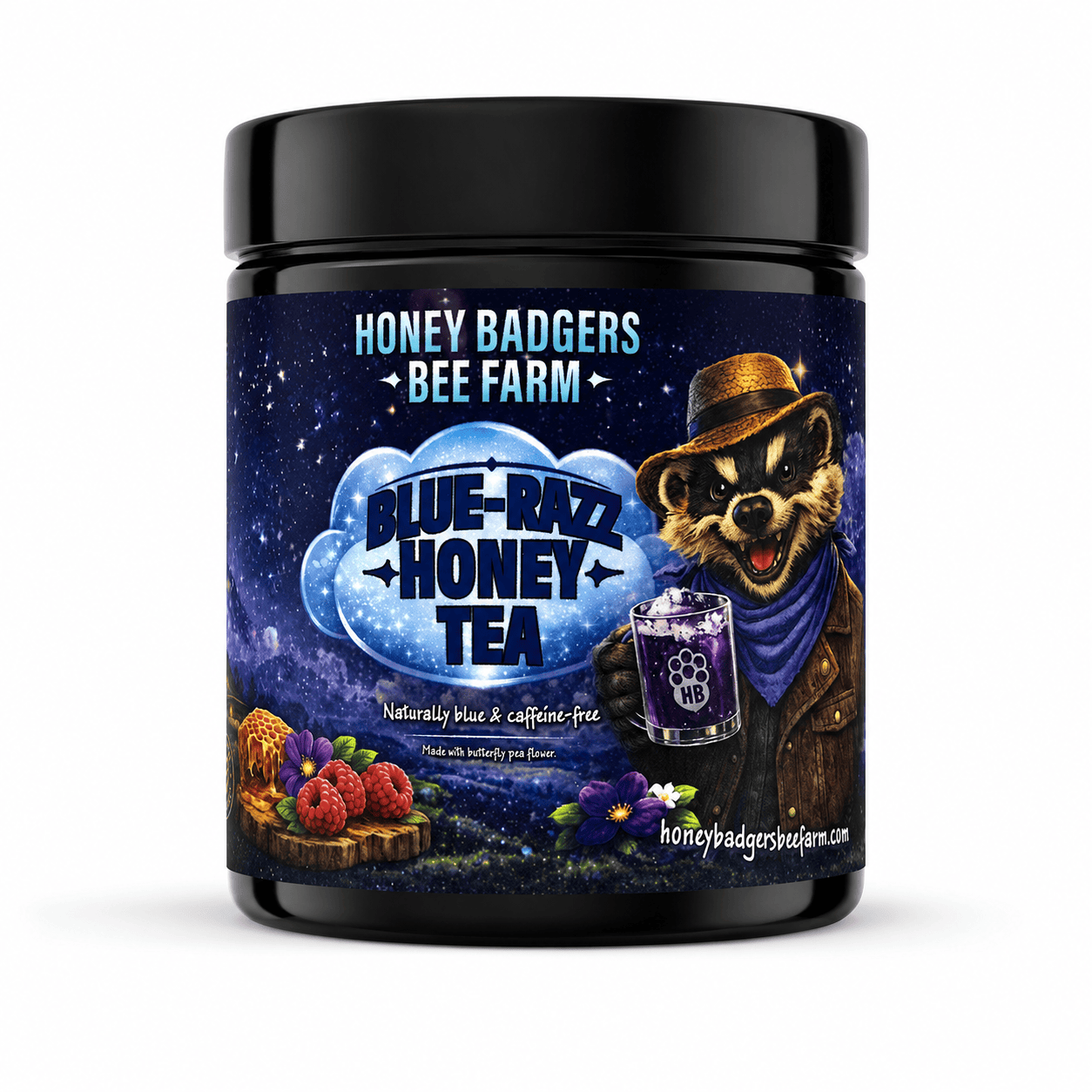 Honey Badgers Bee Farm All natural Tea Blue Razz Honey Tea
