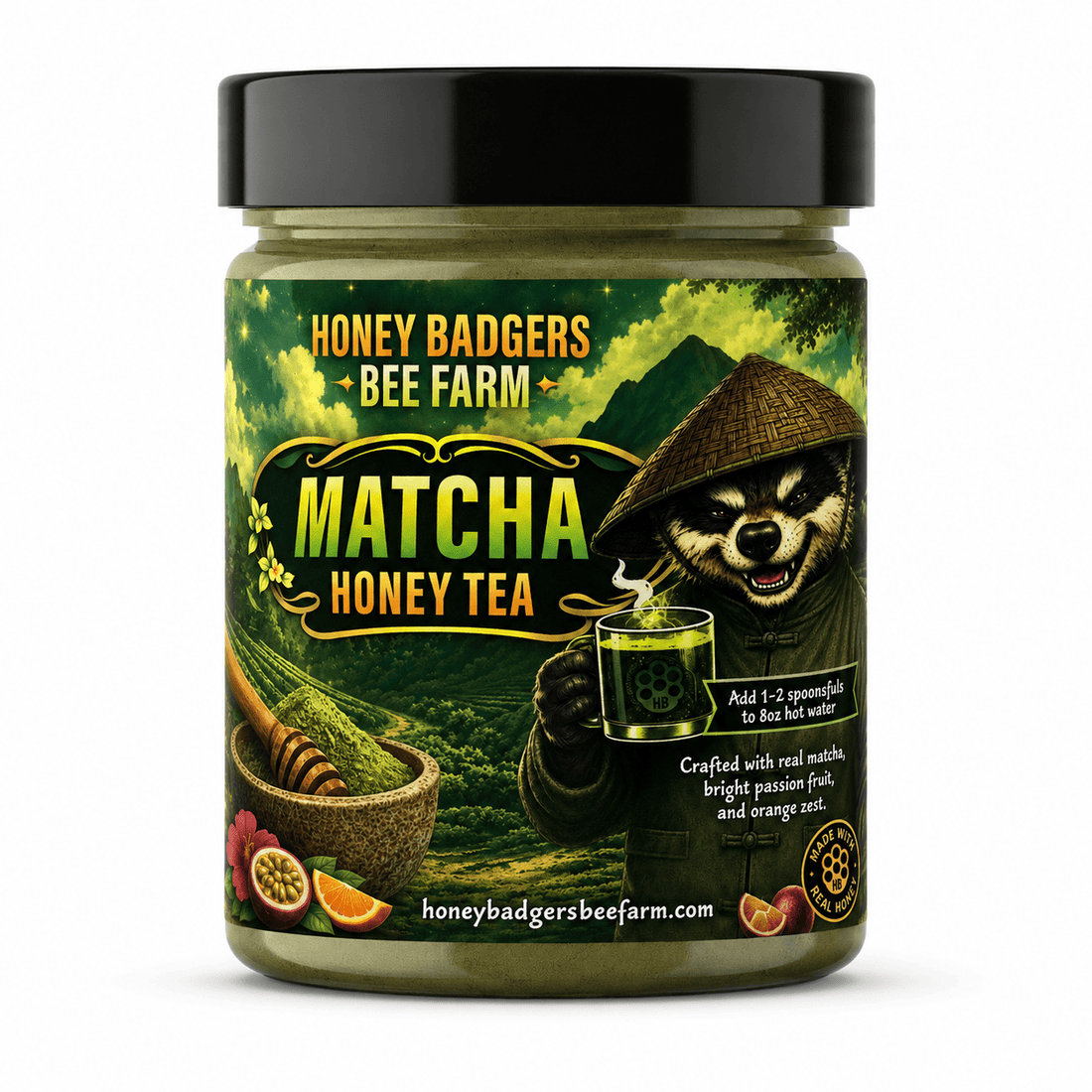 Honey Badgers Bee Farm All natural Tea Matcha Green Honey Tea