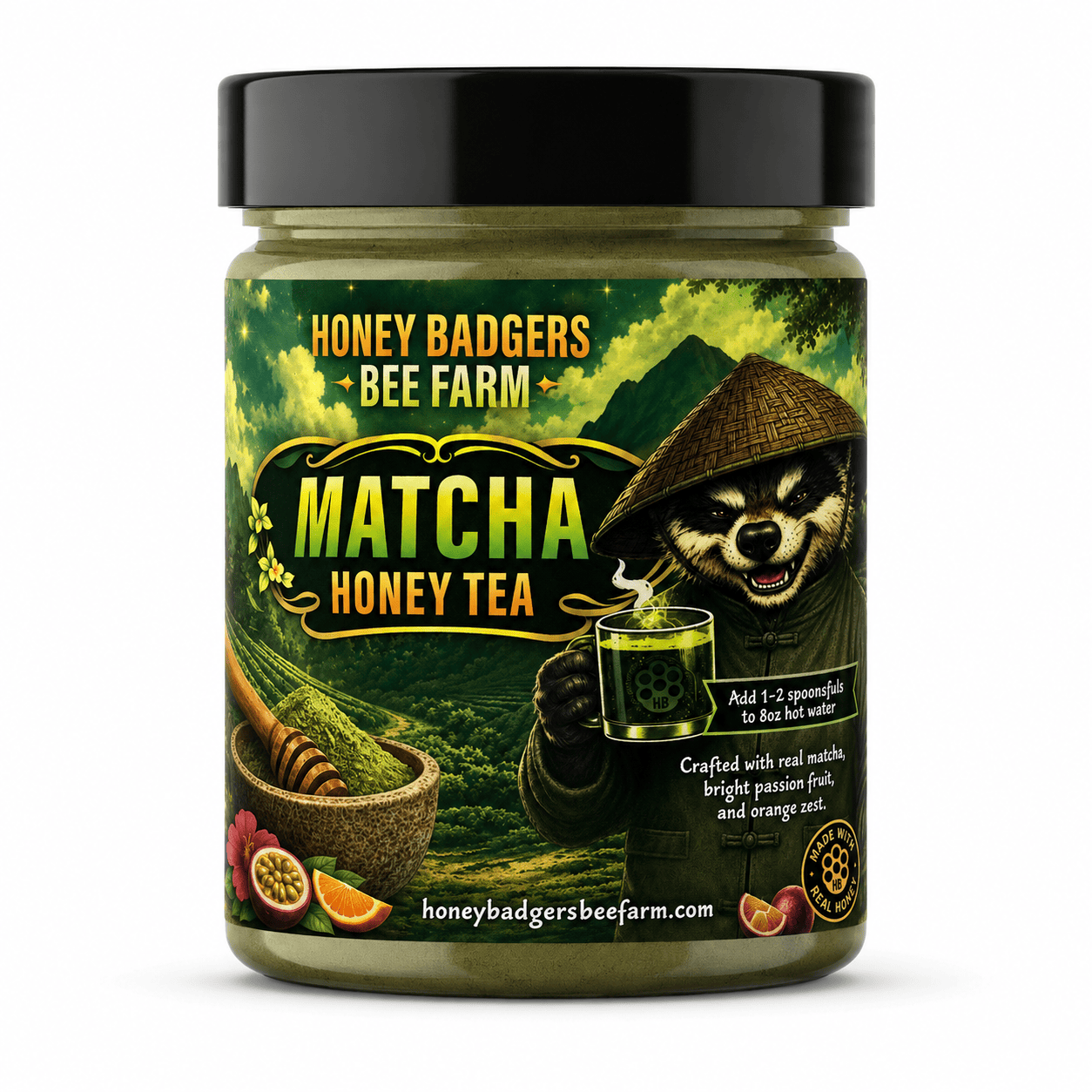Honey Badgers Bee Farm All natural Tea Matcha Green Honey Tea