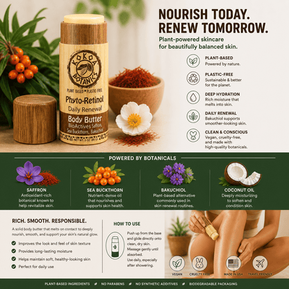 KOKOA BOTANICS body butter Phyto-Retinol Daily Renewal – BioActives Saffron - Sea Buckthron and Bakuchiol