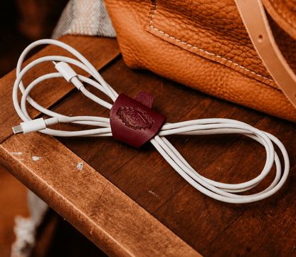 The Local Branch Leather Oxblood Leather Headphone/Cord Keeper  - USA Made